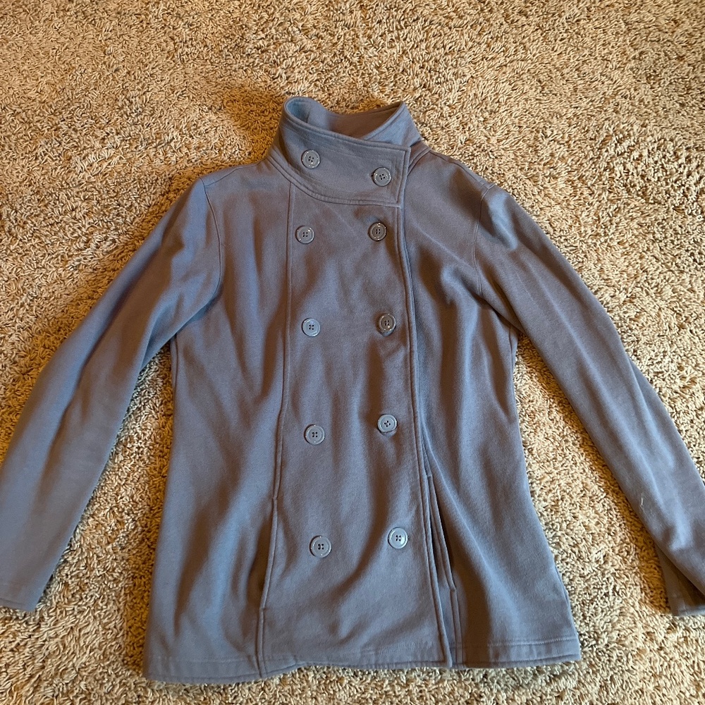 GAP Women's Double-Breasted Slate Gray Pea Coat